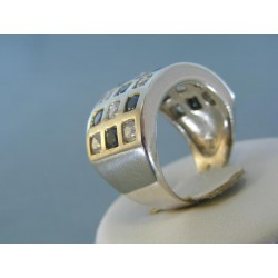 Strieborný prsteň široký tvar kamienky DPS551174