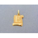 Zlatý prívesok v tvare vzítku s písmenom E žlté zlato VI082Z