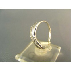 Zlatý prsteň s bielym zirkónom biele zlato VP54191B