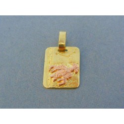 Zlatý prívesok platnička znamenie rak dvojfarebné zlato VI199V
