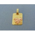 Zlatý prívesok platnička znamenie rak dvojfarebné zlato VI199V