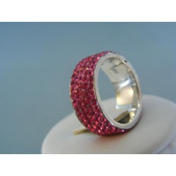 Strieborný prsteň dámsky krištáliky ružové VPS51659