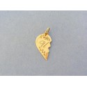 Zlatý prívesok tvar pol srdiečko písmeno U žlté zlato VI048Z