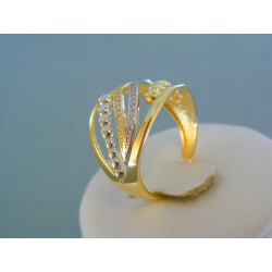Zlatý dámsky prsteň žlté biele zlato zdobený DP58341V