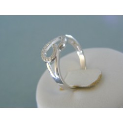 Strieborný dámsky prsteň tvar srdiečko kamienky VPS56225