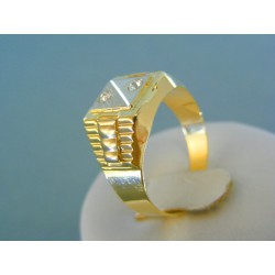 Zlatý pánsky prsteň žlté biele zlato zirkóny DP63507V 585/1000 5,07g