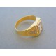 Zlatý pánsky prsteň žlté biele zlato zirkóny DP63507V