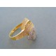 Zlatý dámsky prsteň žlté biele zlato mohutný tvar kamienky VP56366V 14 karátov 585/1000 3.66g