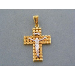 Zlatý prívesok krížik žlté biele zlato ukrižovaný Ježiš VIK240V 14 karátov 585/1000 2.40g