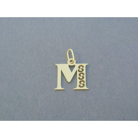 Zlatý prívesok písmeno M žlté zlato vzorovaný DI037Z 14 karátov 585/1000 0.37g