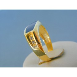 Zlatý pánsky prsteň žlté zlato kameň onyx so zirkónikmi DP63584Z 14 karátov 585/1000 5.84g