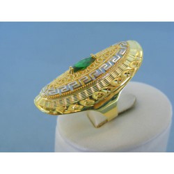 Zlatý dámsky prsteň žlté biele zlato zelený kameň DP61551V 14 karátov 585/1000 5.51g