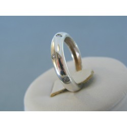 Strieborný dámsky prsteň hladký kamienky DPS54367 925/1000 3.67g