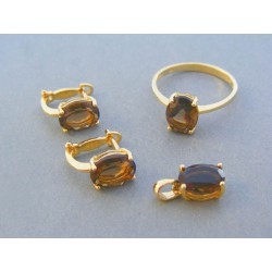 Zlatá dámska súprava prsteň náušnice prívesok prírodny kameň žlté zlato VS55582Z 14 karátov 585/1000 5.82g