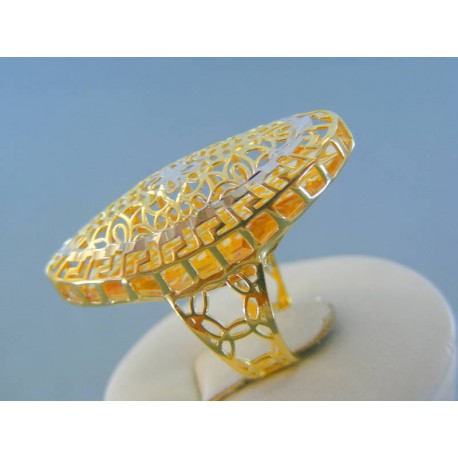 Zlatý dámsky prsteň žlté biele zlato vzorovaný DP58530V 14 karátov 585/1000 5.30g