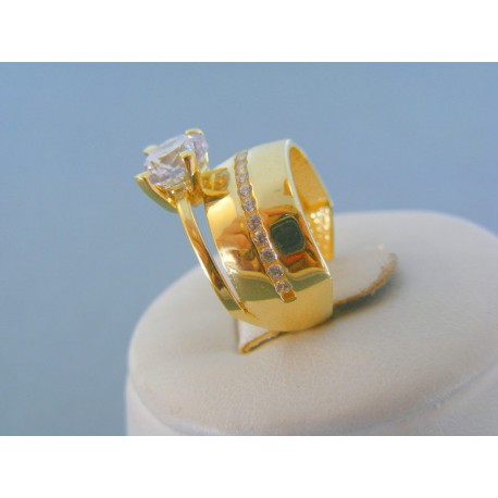 Zlatý dámsky prsteň žlté zlato číre kamienky zirkónu VP50491Z 14 karátov 585/1000 4.91g
