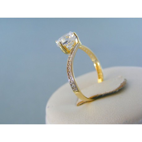 Zlatý dámsky prsteň žlté biele zlato kamienky VP56181V 14 karátov 585/1000 1.81g