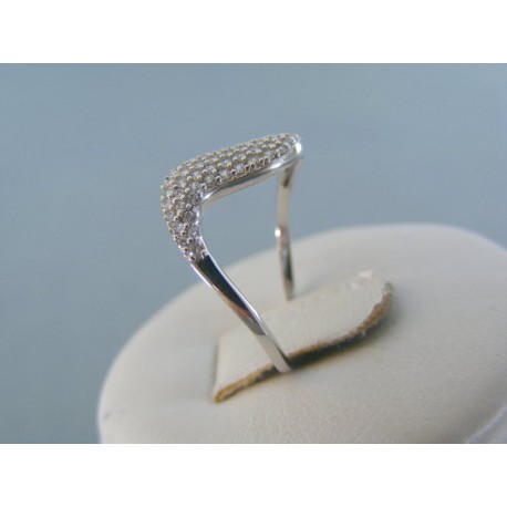 Zlatý dámsky prsteň jemný tvar kamienky VP52155B 14 karátov 585/1000 1.55g