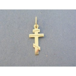 Zlatý prívesok krížik pravoslavný žlté zlato DIK030Z 14 karátov 585/1000 0.30g