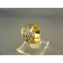 Zlatý dámsky prsteň so vzorom mohutný žlté biele zlato DP58291V