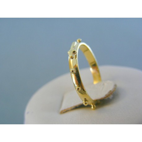 Zlatý prsteň rúženec žlté zlato v starom rustikálnom stýle VP55168R