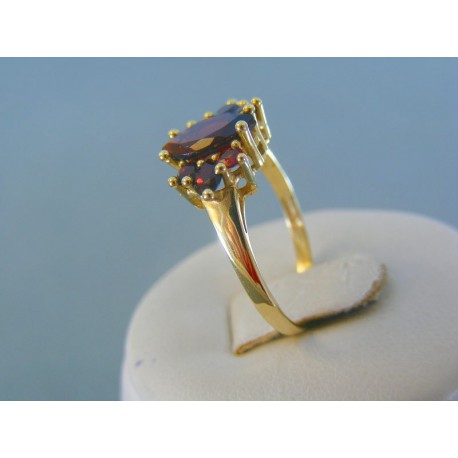 Zlatý dámsky prsteň žlté zlato český granát VP57307Z 14 karátov 585/1000 3.07g