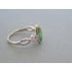 Zlatý dámsky prsteň biele zlato zelený kameň DP55286B 14 karátov 585/1000 2.86g