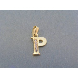 Zlatý prívesok písmeno P kamienky žlté zlato DI061Z 14 karátov 585/1000 0.61g