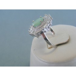 Strieborný dámsky prsteň zelený kameň DPS52476 925/1000 4.76g