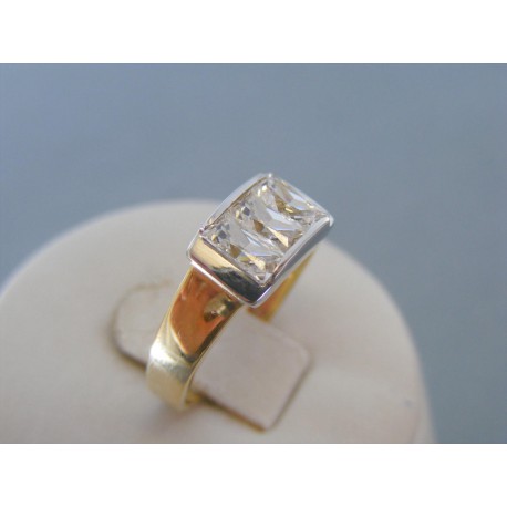 Zlatý dámsky prsteň žlté biele zlato zirkóny VP57380V 14 karátov 585/1000 3.80g