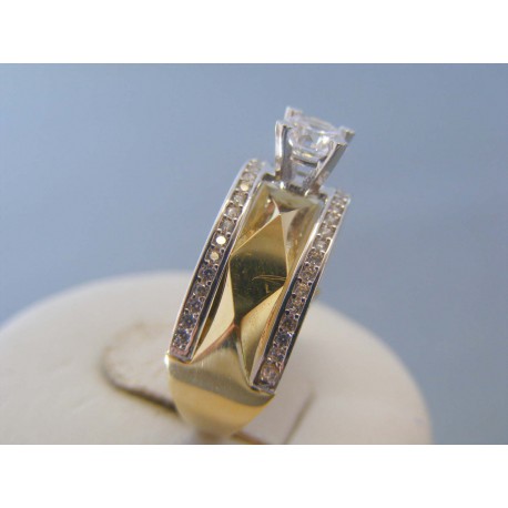 Zlatý dámsky prsteň žlté biele zlato zirkóny VP58418V 14 karátov 585/1000 4.18g