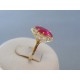 Zlatý dámsky prsteň žlté zlato ružový zirkón VP57179Z 14 karátov 585/1000 1.79g