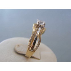 Zlatý dámsky prsteň žlté biele zlato zirkóny VP54347V 14 karátov 585/1000 3.47g
