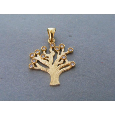Zlatý dámsky prívesok strom života zirkóny DI151Z 14 karátov 585/1000 1,51g