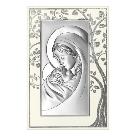 Strieborný obraz Panna Mária s Ježiškom strom šťastia BC6381M/3A