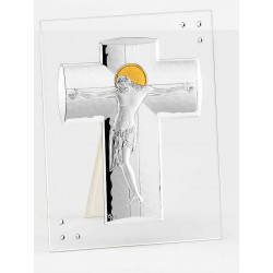 Strieborný obraz Kríž s Ježišom na skle F6586VSW_7