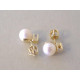 Dámske zlaté naušnice šrubovačky biele perly, zirkón DA187Z žlté zlato 14 karátov 585/1000 1,87 g