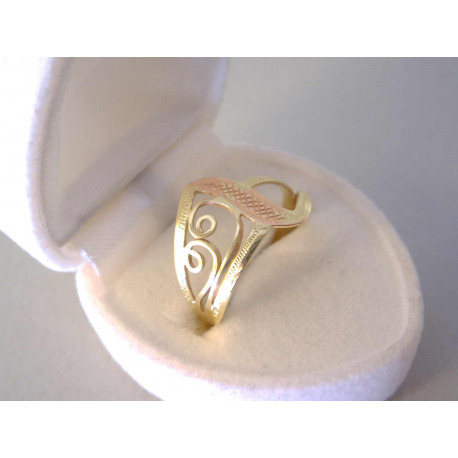 Zlatý dámsky prsteň vzorovaný viacfarebné zlato VP59220V 14 karátov 585/1000 2,20 g