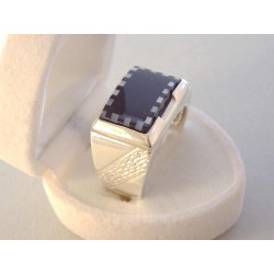 Pánsky strieborný prsteň ONYX zarezávaná obruč VPS651049 925/1000 10,49 g