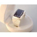 Pánsky strieborný prsteň ONYX zarezávaná obruč VPS1049 925/1000 10,49 g S