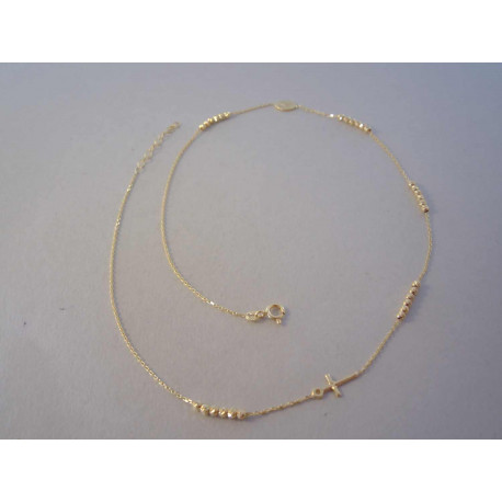 Zlatá dámska retiazka guličky,krížik,medajlón DR46303Z žlté zlato 14 karátov 585/1000 3,03 g