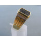 Pánsky zaujímavý prsteň žlté zlato kamienky onyxu a zirkónu VP65698 585/1000  14 karátov 6,98 g