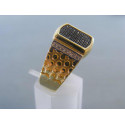Pánsky zaujímavý prsteň žlté zlato kamienky onyxu a zirkónu VP65698 585/1000  14 karátov 6,98 g