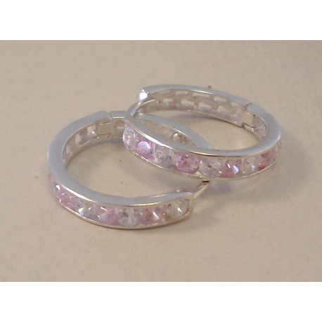 Dámske zlaté naušnice kruhy ružové zirkóny VA211B 14 karátov 585/1000 2,11 g