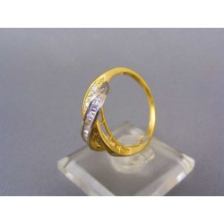Dámsky prsteň s kamienkami dvojfarebné zlato