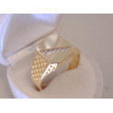 Výrazný pánsky zlatý prsteň žlté zlato kamienky zirkónu VP66563Z 14 karátov 585/1000 5,63 g
