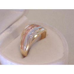 Zlatý dámsky prsteň viacfarebné zlato zirkóny VP55232V 14 karátov 585/1000 2.32 g