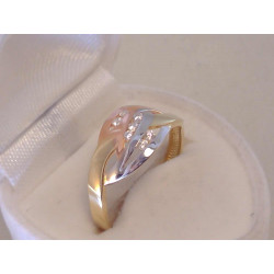 Zlatý dámsky prsteň zaujímavý vzhľad,zirkóny VP59211V 14 karátov viacfarebné zlato 585/1000 2,11 g