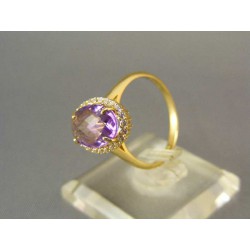 Zlatý prsteň žlté zlato s fialovým zirkónom VP56347Z