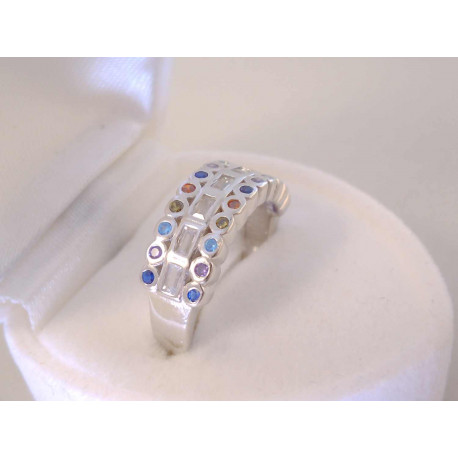 Strieborný dámsky prsteň farebné kamienky zirkónu VPS52380 925/1000 3,80 g